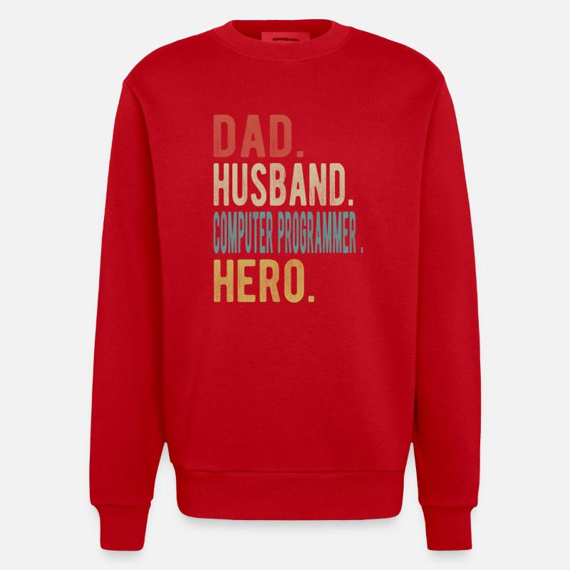 Computerprogrammierer Vater Ehemann Held - Heavyweight Oversized Organic Crew Neck Made in EU - Rot