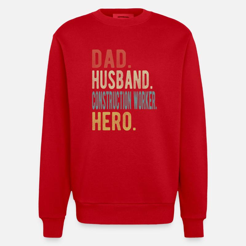 Bauarbeiter Vater Ehemann Held - Heavyweight Oversized Organic Crew Neck Made in EU - Rot