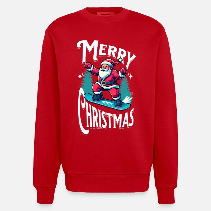 Le Père Noël du snowboard - Sweat bio épais oversize fabriqué en UE - rouge