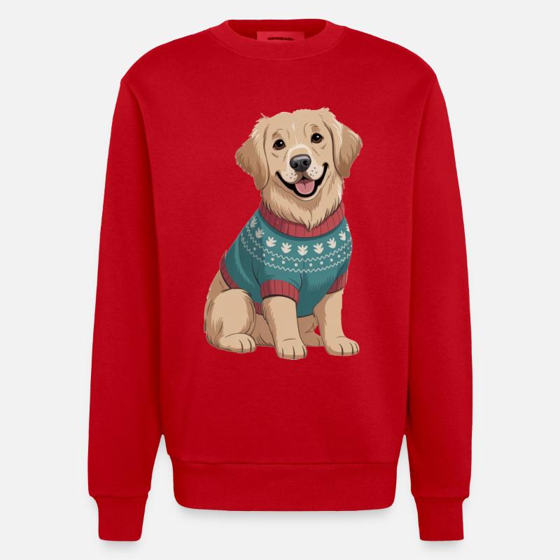 Nordischer Hund im Pullover - Heavyweight Oversized Organic Crew Neck Made in EU - Rot
