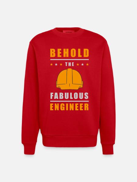 Fabulous Engineer Helmet - Heavyweight Oversized Organic Crew Neck Made in EU - red