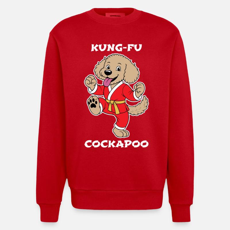 Cockapoo Kung-Fu - Sweat bio épais oversize fabriqué en UE - rouge
