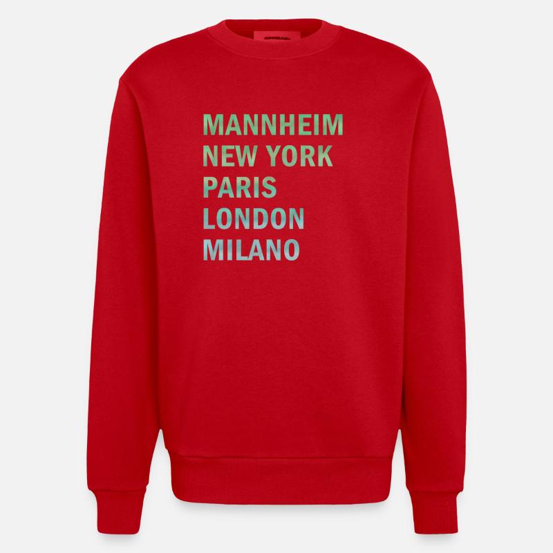 Metropole Mannheim - Heavyweight Oversized Organic Crew Neck Made in EU - Rot