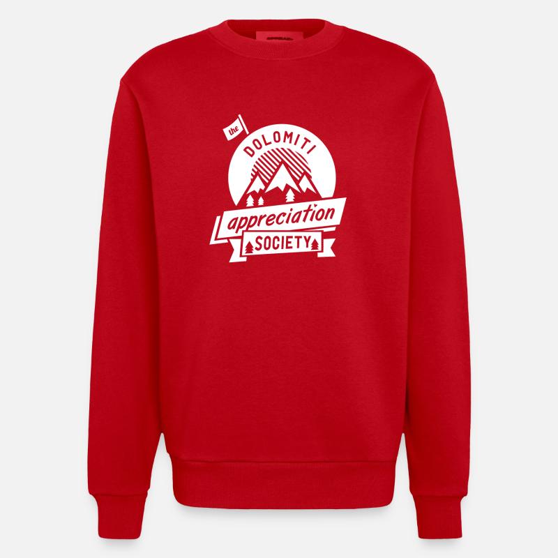 Dolomite Appreciation white - Heavyweight Oversized Organic Crew Neck Made in EU - red