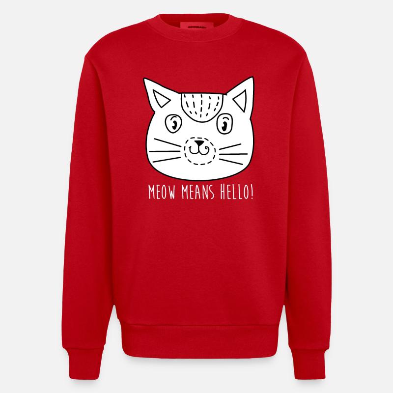 Comic Katze Gesicht mit Spruch - Heavyweight Oversized Organic Crew Neck Made in EU - Rot
