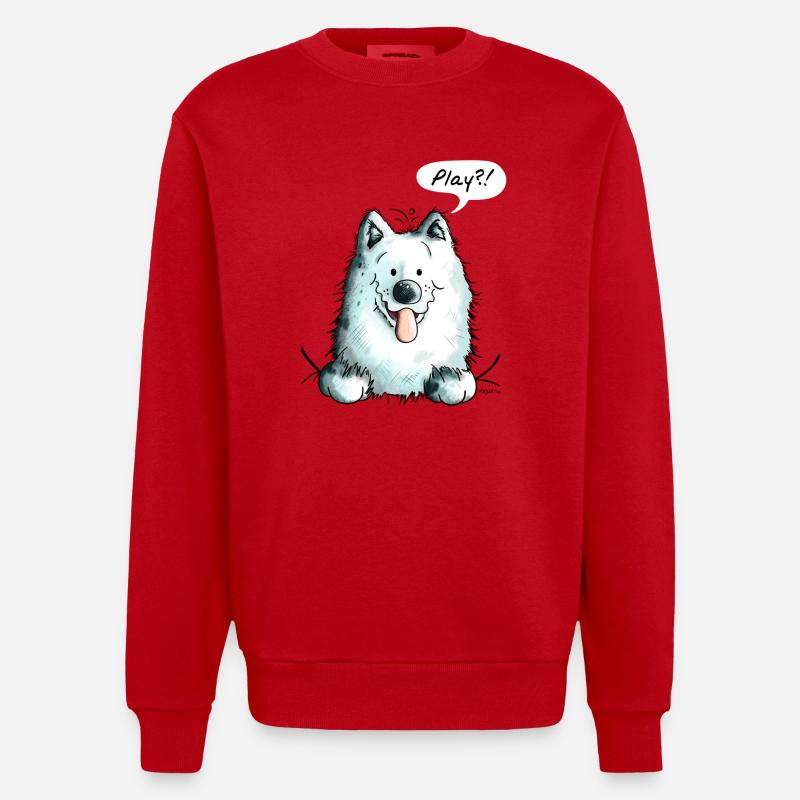 Samoyed Play - Samoyeds - Sabaka - Sobaka - Heavyweight Oversized Organic Crew Neck Made in EU - red