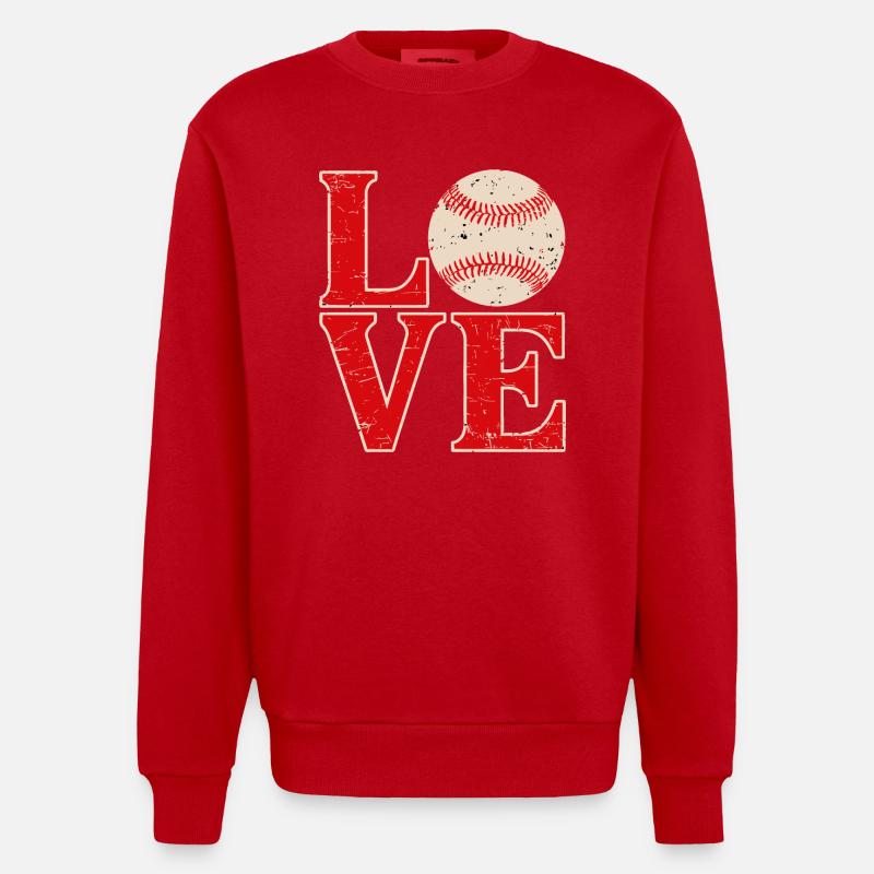 Aimer le baseball - Sweat bio épais oversize fabriqué en UE - rouge