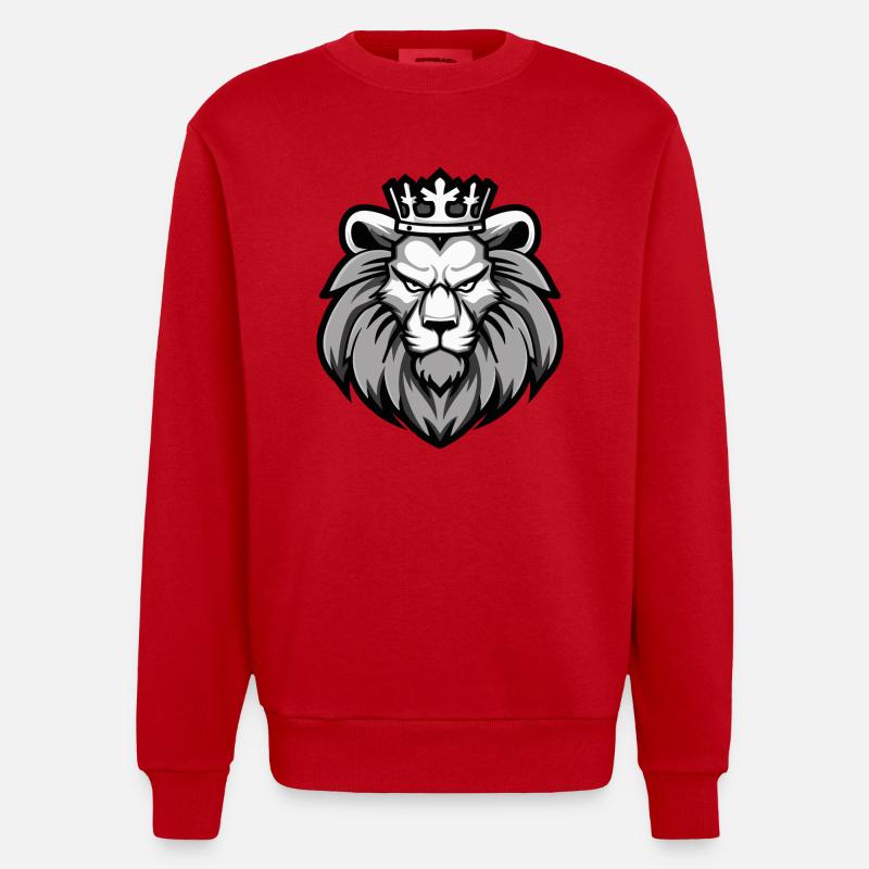 Löwe Krone - Heavyweight Oversized Organic Crew Neck Made in EU - Rot