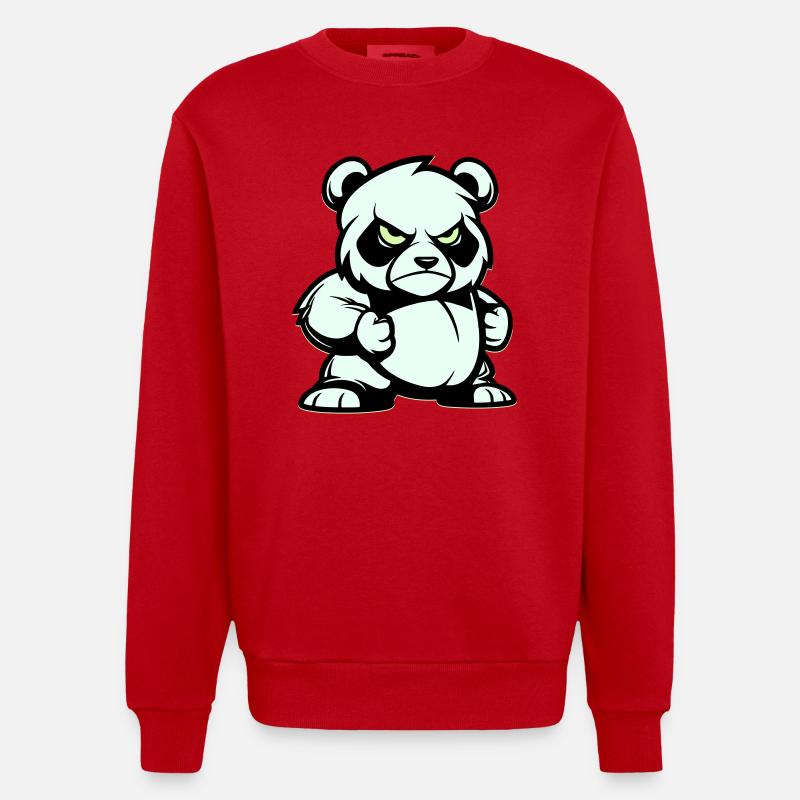 pandabär comic - Heavyweight Oversized Organic Crew Neck Made in EU - Rot
