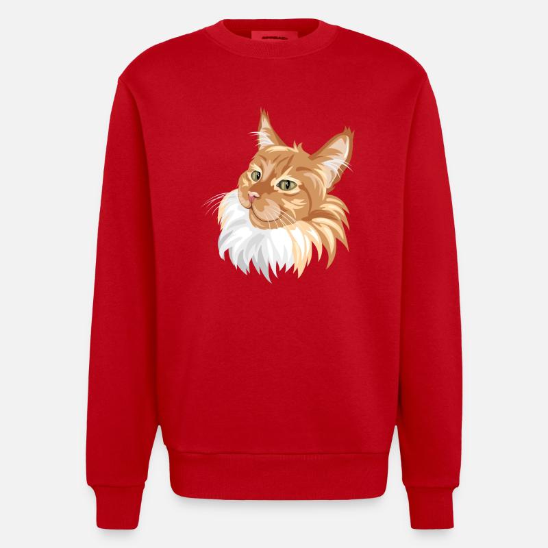 Portrait de chat roux - Sweat bio épais oversize fabriqué en UE - rouge