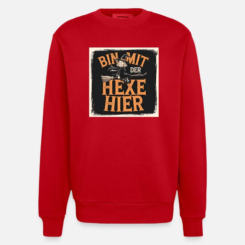 Bin mit der hexe hier - Heavyweight Oversized Organic Crew Neck Made in EU - Rot