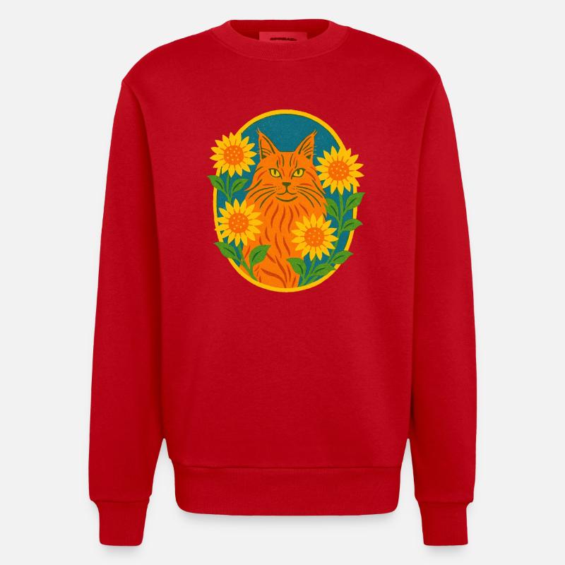 Ginger Kitty Katze - Heavyweight Oversized Organic Crew Neck Made in EU - Rot