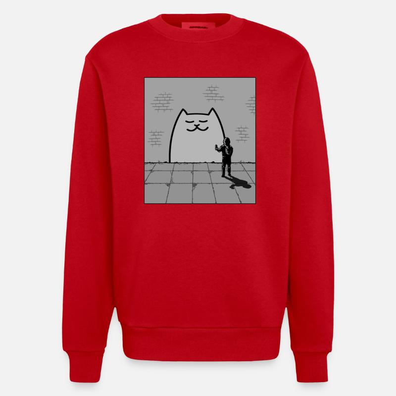 Chat endormi - Sweat bio épais oversize fabriqué en UE - rouge