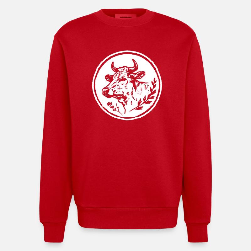 Vache Vaches - Sweat bio épais oversize fabriqué en UE - rouge