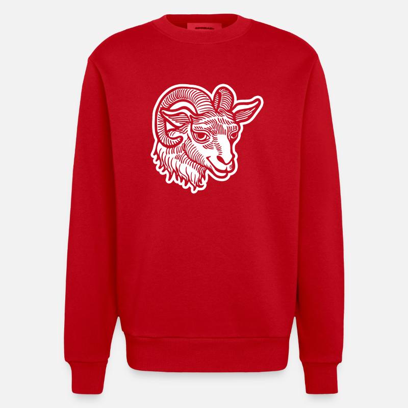 Steinbock Ziege - Heavyweight Oversized Organic Crew Neck Made in EU - Rot