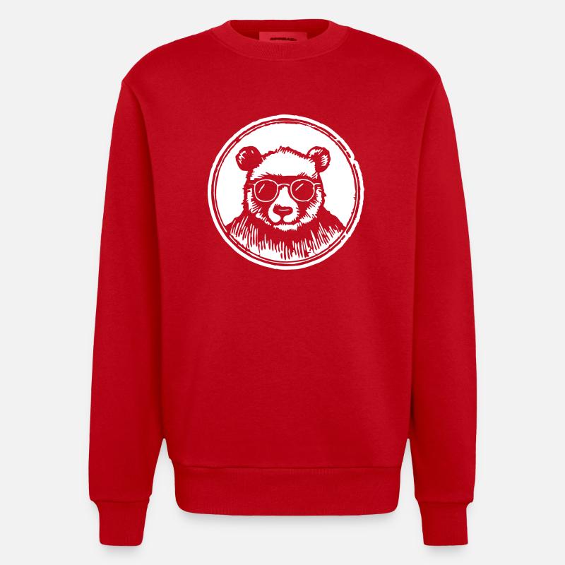 Panda Panda Ours - Sweat bio épais oversize fabriqué en UE - rouge