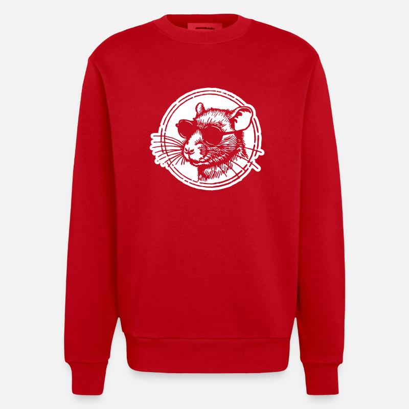 Mouse Rat - Heavyweight Oversized Organic Crew Neck Made in EU - red