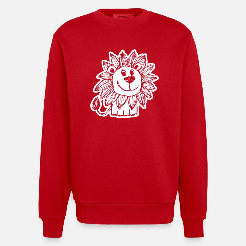 Lion Tête de Lion - Sweat bio épais oversize fabriqué en UE - rouge