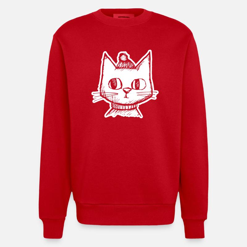 Chat Chats Visage de chat - Sweat bio épais oversize fabriqué en UE - rouge