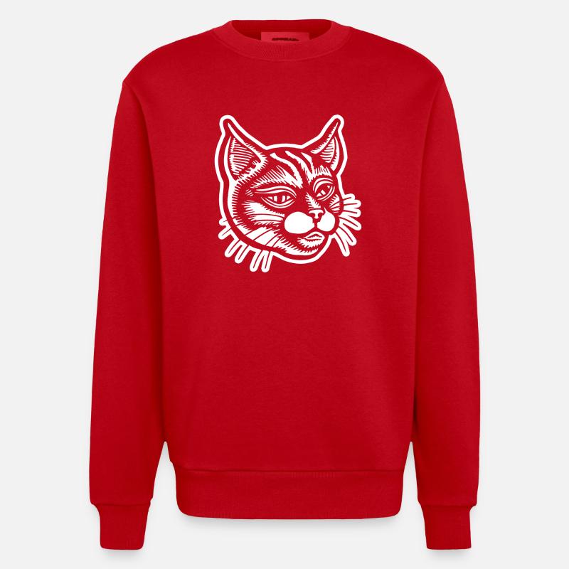 Chat Chats Visage de chat - Sweat bio épais oversize fabriqué en UE - rouge