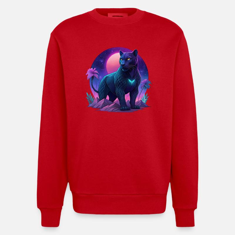 Schwarzer Panter - Heavyweight Oversized Organic Crew Neck Made in EU - Rot