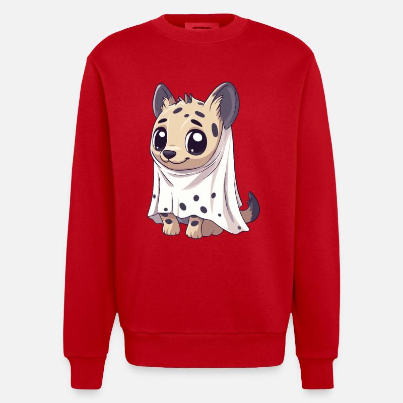 Hyäne Halloween Comic Geist - Heavyweight Oversized Organic Crew Neck Made in EU - Rot