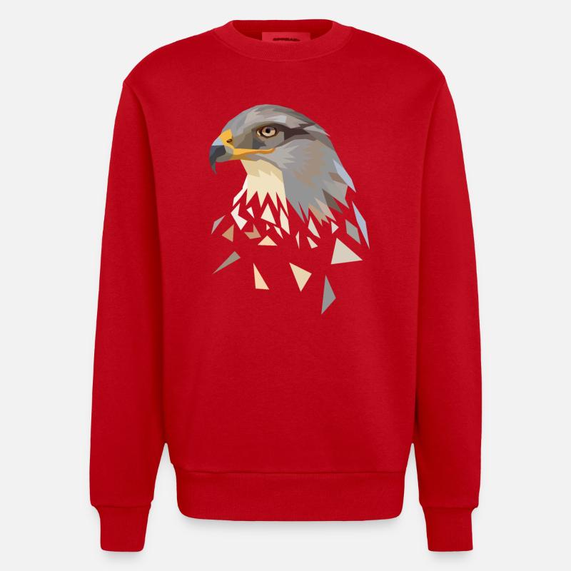 Adler geometrisch Low Poly Adlerkopf - Heavyweight Oversized Organic Crew Neck Made in EU - Rot