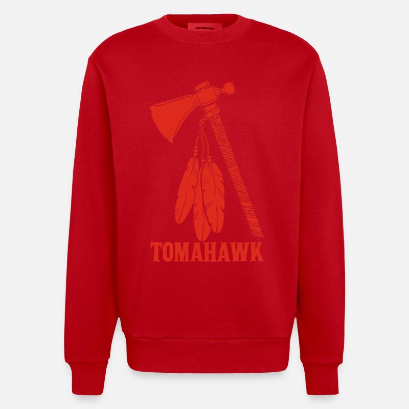 Tomahawk rouge - Sweat bio épais oversize fabriqué en UE - rouge