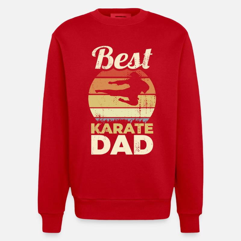 Bester Karate Papa - Heavyweight Oversized Organic Crew Neck Made in EU - Rot
