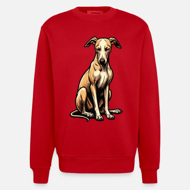 Whippet Greyhound Whippets Propriétaire de lévrier - Sweat bio épais oversize fabriqué en UE - rouge