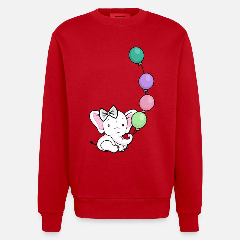 Éléphant ballon avec arc - Sweat bio épais oversize fabriqué en UE - rouge