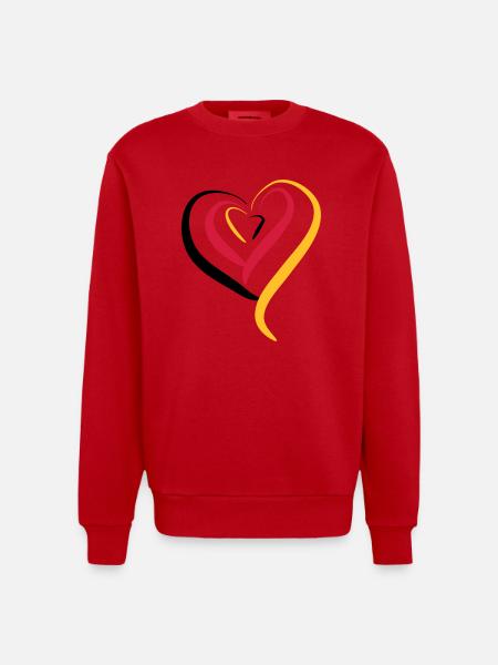 Deutschland Herz - Heavyweight Oversized Organic Crew Neck Made in EU - Rot