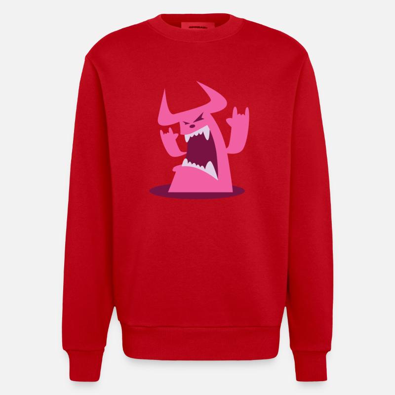 devil - Heavyweight Oversized Organic Crew Neck Made in EU - red