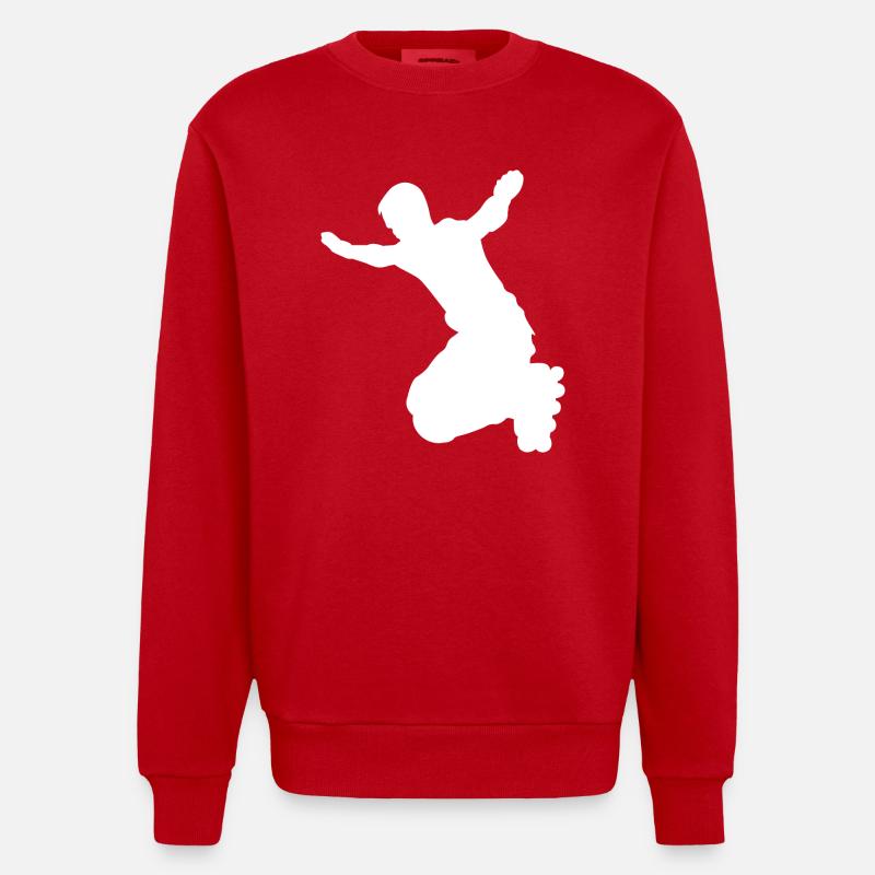 Inline Skater Rollerblades Rollschuhe Skating - Heavyweight Oversized Organic Crew Neck Made in EU - Rot