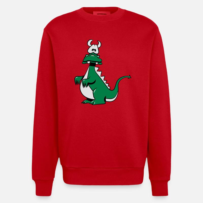Drachen witzig - Heavyweight Oversized Organic Crew Neck Made in EU - Rot