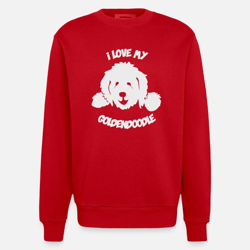 Doodle Goldendoodle Labradoodle Hund - Heavyweight Oversized Organic Crew Neck Made in EU - Rot