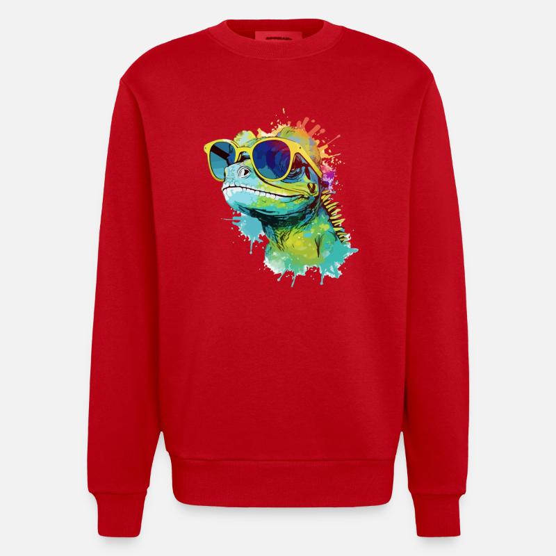 Doko the lizard - Heavyweight Oversized Organic Crew Neck Made in EU - red