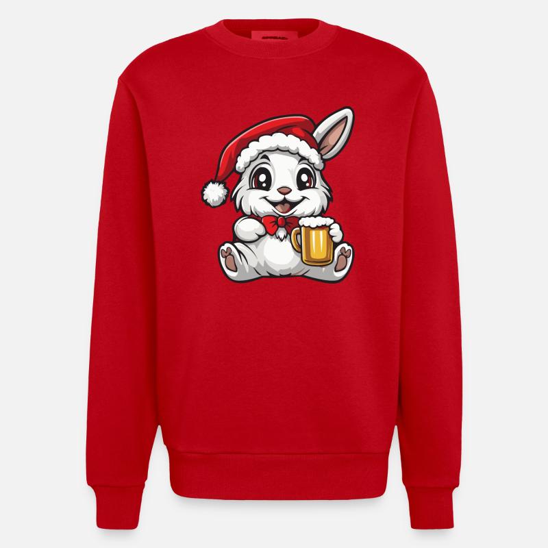 Bière de Noël Bunny - Sweat bio épais oversize fabriqué en UE - rouge