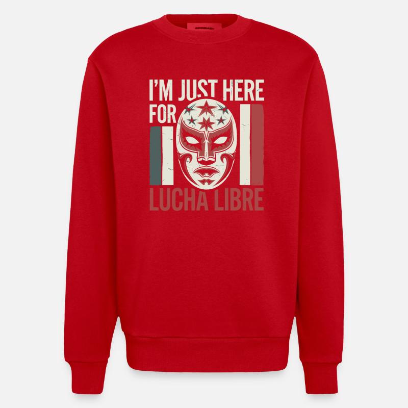 Style de lutte avec masque - Sweat bio épais oversize fabriqué en UE - rouge