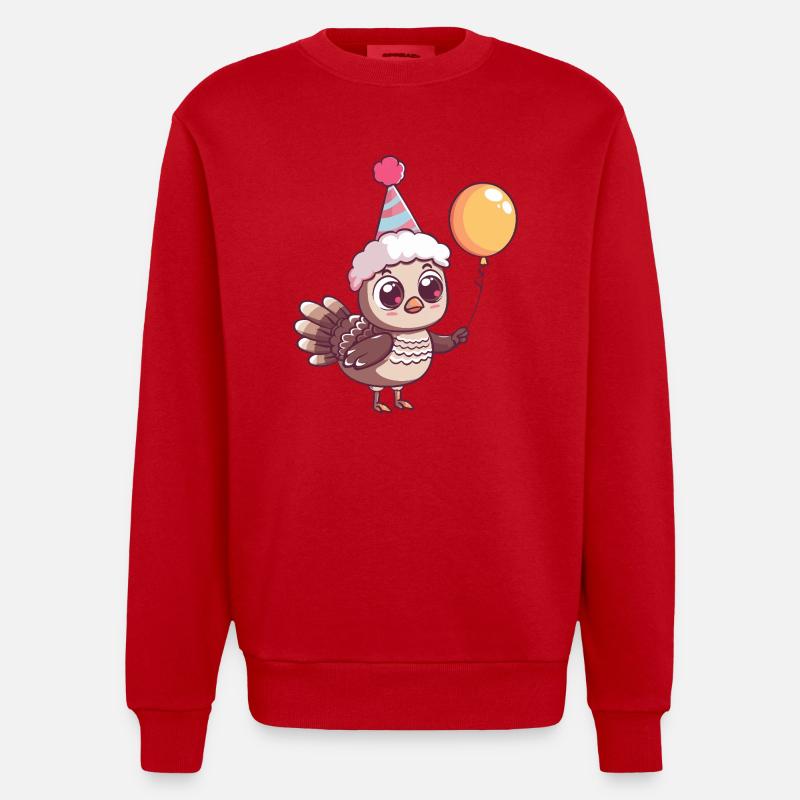 Dinde Anniversaire Bébé - Sweat bio épais oversize fabriqué en UE - rouge