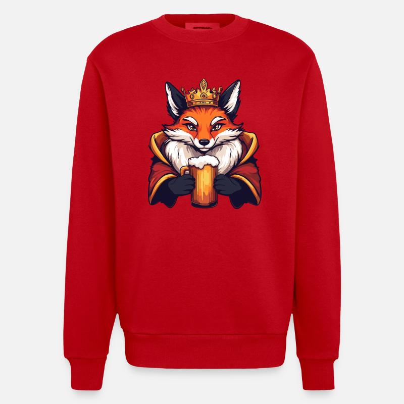 Fuchs Bier Lustig - Heavyweight Oversized Organic Crew Neck Made in EU - Rot