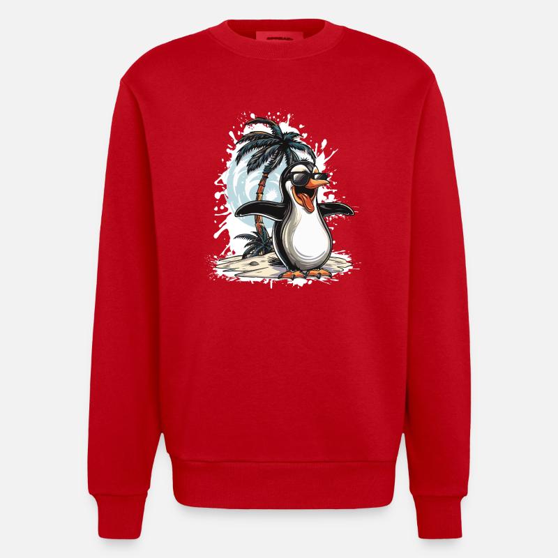 Palmier de l’île Penguin - Sweat bio épais oversize fabriqué en UE - rouge