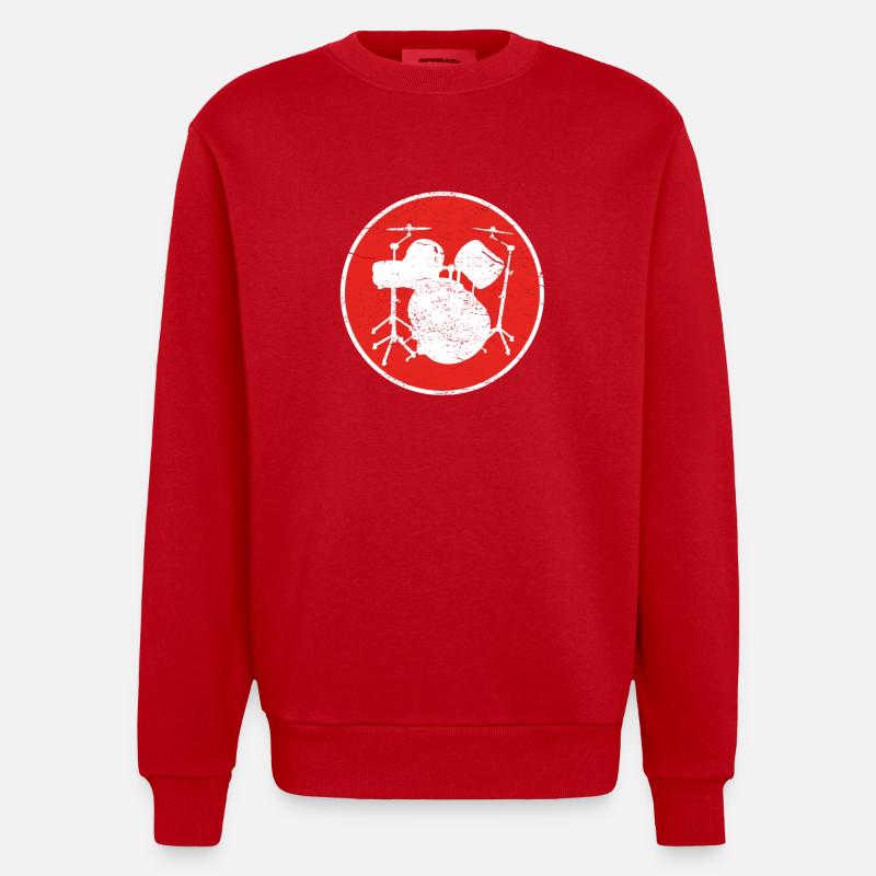 Geschenk DRUMMER SCHLAGZEUG drums - Heavyweight Oversized Organic Crew Neck Made in EU - Rot