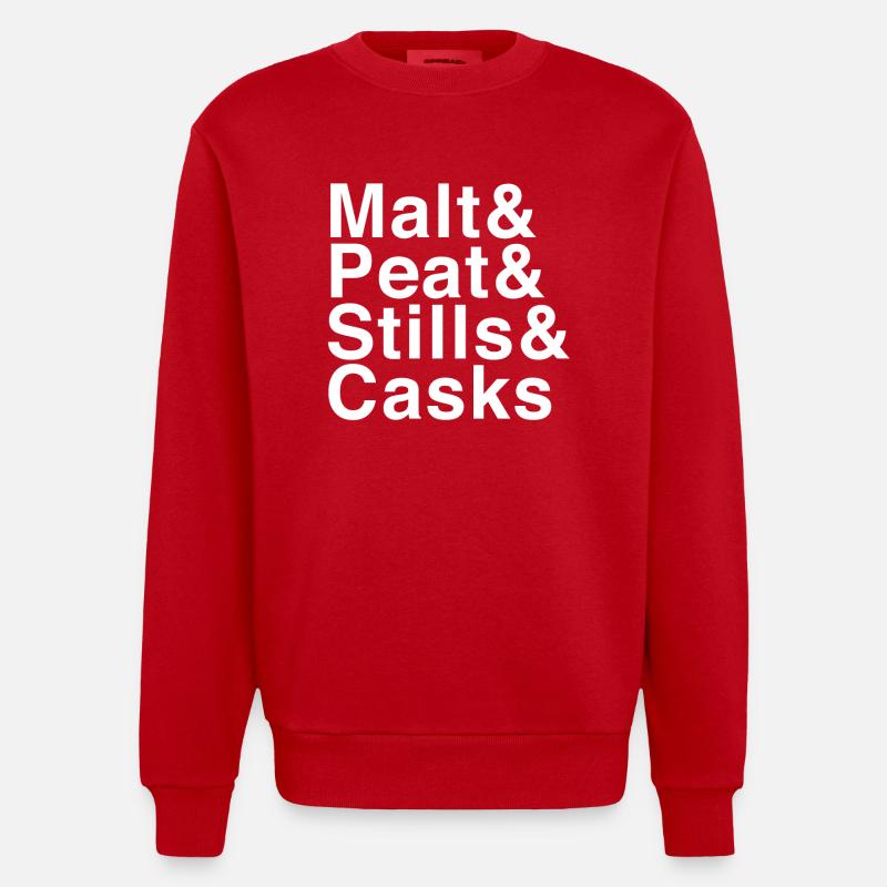 Malt & Peat & Stills & Casks - Heavyweight Oversized Organic Crew Neck Made in EU - red