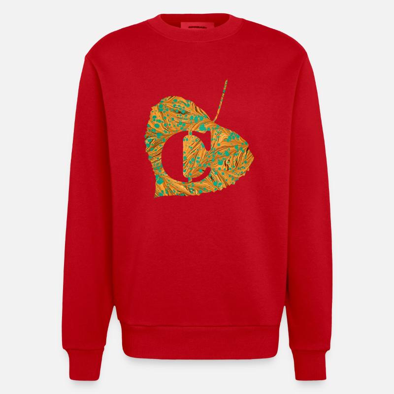 Feuille E 95 C - Sweat bio épais oversize fabriqué en UE - rouge