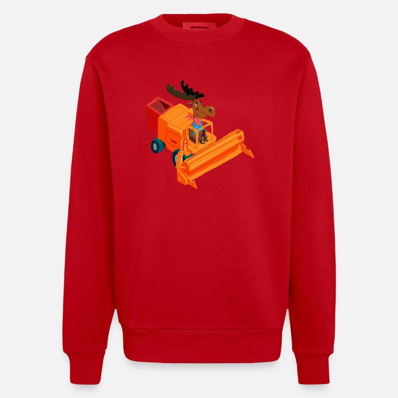 DrescherElch - Heavyweight Oversized Organic Crew Neck Made in EU - Rot
