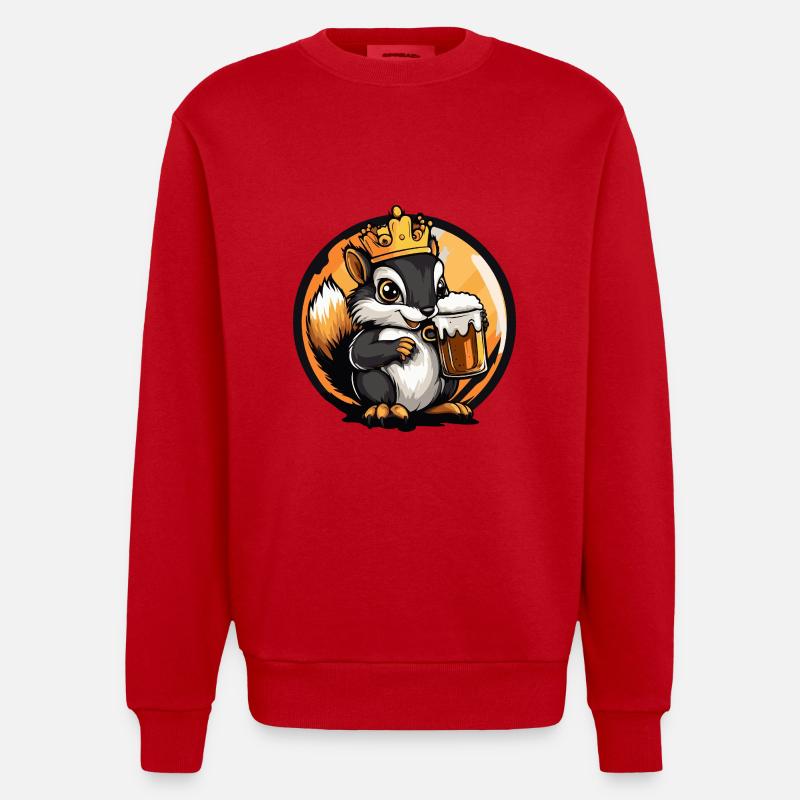 Squirrel Beer - Heavyweight Oversized Organic Crew Neck Made in EU - red
