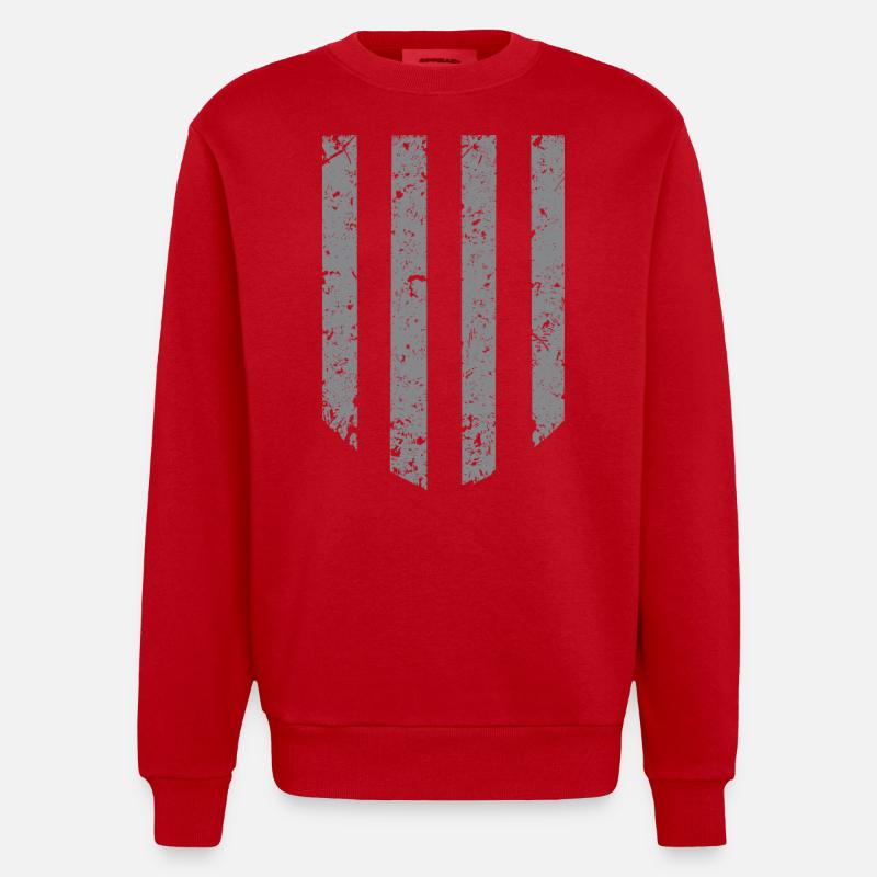 Fond à rayures - Gris - Sweat bio épais oversize fabriqué en UE - rouge