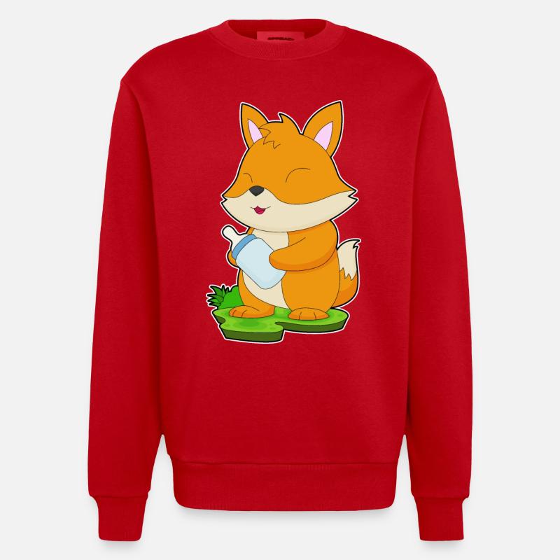 Biberon Fox - Sweat bio épais oversize fabriqué en UE - rouge