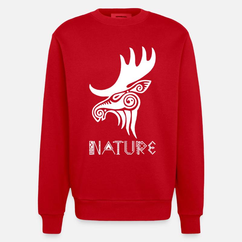 élan blanc animal totem - Sweat bio épais oversize fabriqué en UE - rouge